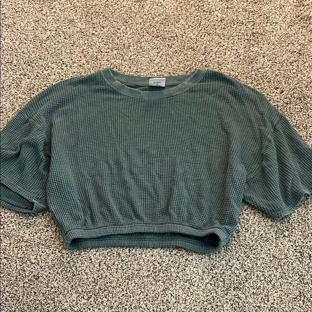 Aerie Green Waffle Knit Crop Top